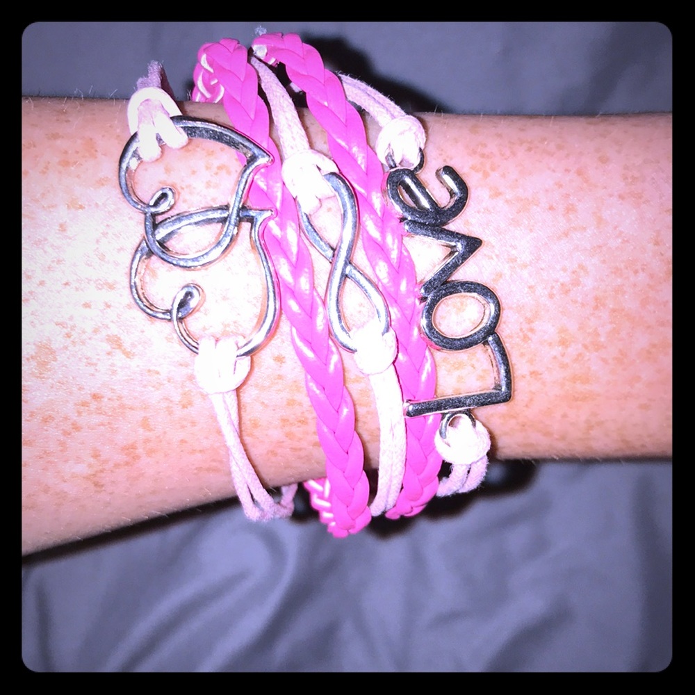 Pink and silver bracelet